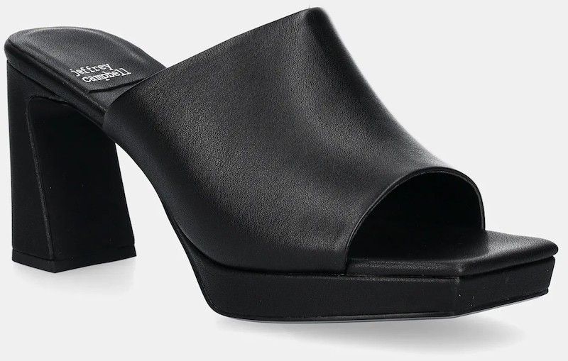 Kožené šľapky Jeffrey Campbell Caviar dámske, čierna farba, na podpätku, JC-923-1-10