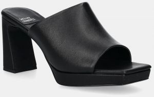 Kožené šľapky Jeffrey Campbell Caviar dámske, čierna farba, na podpätku, JC-923-1-10