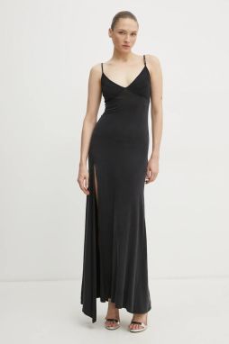 Šaty Versace Jeans Couture čierna farba, maxi, rovný strih, 78HAO900 J0190