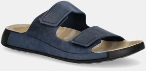 Nubukové šľapky Ecco Cozmo 2-Strap pánske, tmavomodrá farba, 500904-02038