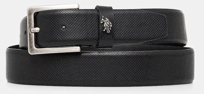 Kožený opasok U.S. Polo Assn. Michigan pánsky, čierna farba, WIUQH2570MHA