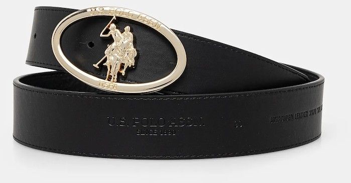 Kožený opasok U.S. Polo Assn. Marshall dámsky, čierna farba, AIUQQ2565WAY
