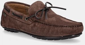 Semišové mokasíny Barbour Courage pánske, hnedá farba, MFO0796BR95