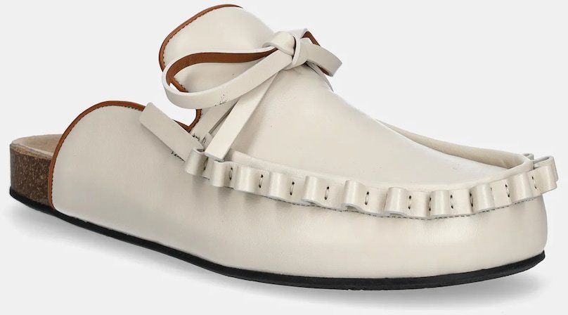 Kožené šľapky JW Anderson dámske, béžová farba, LF0069 LA0323 002