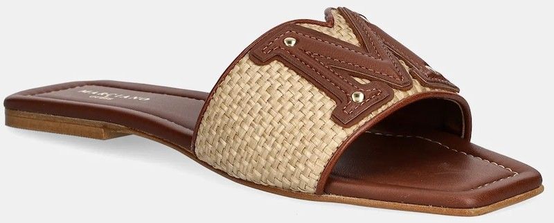 Šľapky Guess RAMADA RAFIA SLIDE dámske, hnedá farba, 5GGZ39 7329A