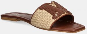 Šľapky Guess RAMADA RAFIA SLIDE dámske, hnedá farba, 5GGZ39 7329A