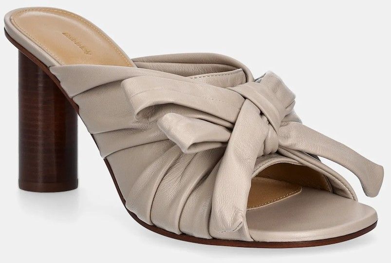 Kožené šľapky JW Anderson dámske, béžová farba, na podpätku, SN0095 LA0161 190