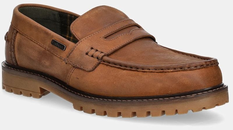 Kožené mokasíny Barbour Pumice pánske, hnedá farba, MFO0748TA51