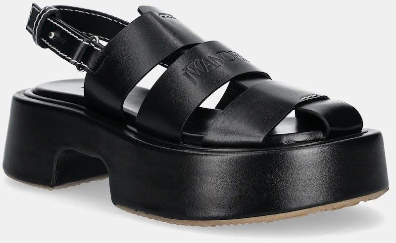 Kožené sandále JW Anderson dámske, čierna farba, na platforme, SN0099 LA0323 999
