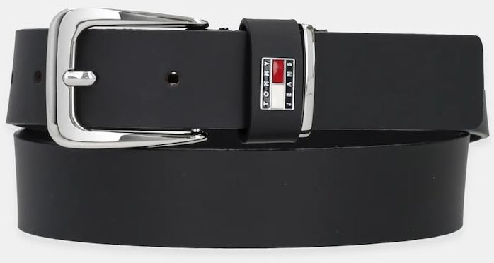 Kožený opasok Tommy Jeans dámsky, čierna farba, AW0AW17317