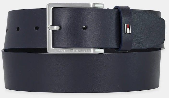 Kožený opasok Tommy Hilfiger pánsky, tmavomodrá farba, AM0AM13175