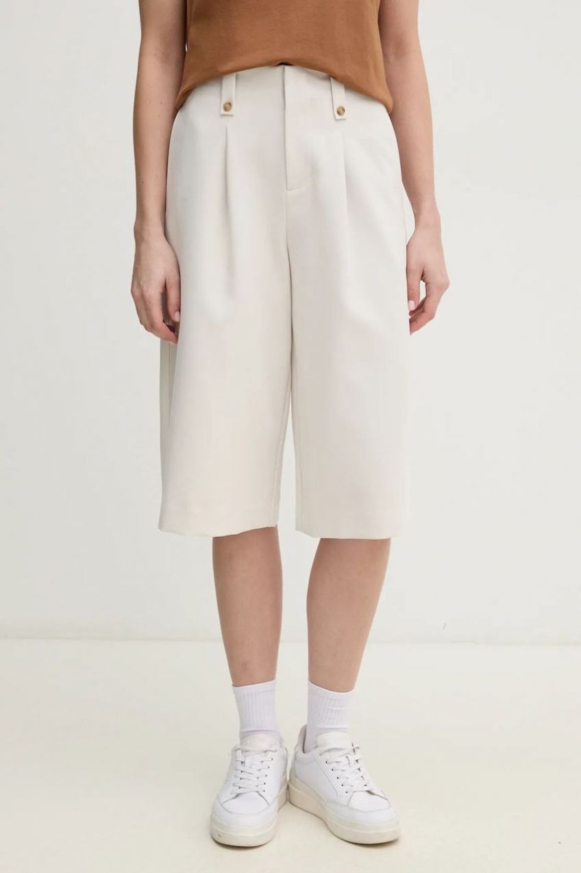 Šortky Calvin Klein Jeans dámske, béžová farba, jednofarebné, vysoký pás, J20J225412