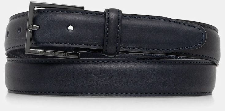 Kožený opasok Tommy Hilfiger pánsky, tmavomodrá farba, AM0AM13379