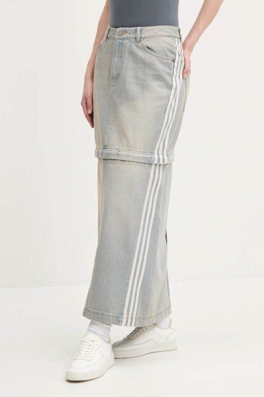 Rifľová sukňa adidas Originals DENIM ZIP SKIRT mini, rovný strih, JX9215
