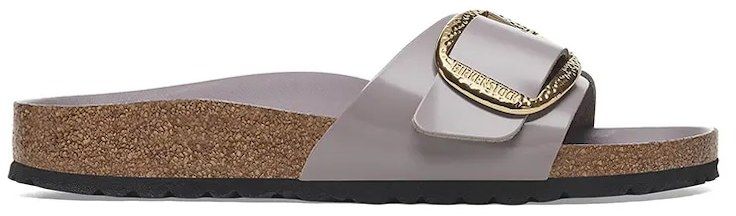 Kožené šľapky Birkenstock Madrid Hammered Big Buckle dámske, fialová farba, 1029843