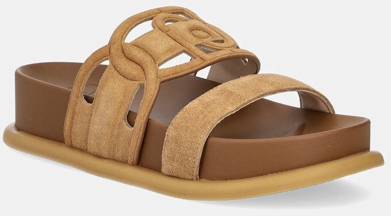 Semišové šľapky Liu Jo LOREN 06 dámske, hnedá farba, na platforme, SA5125PX002S1853