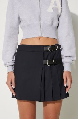 Vlnená sukňa AMBUSH Belts Mini Skirt tmavomodrá farba, mini, áčkový strih, BWCU006F24FAB0014600