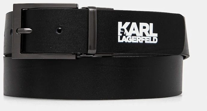 Kožený opasok Karl Lagerfeld pánsky, čierna farba, 552430.815300