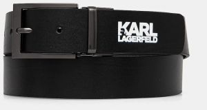 Kožený opasok Karl Lagerfeld pánsky, čierna farba, 552430.815300