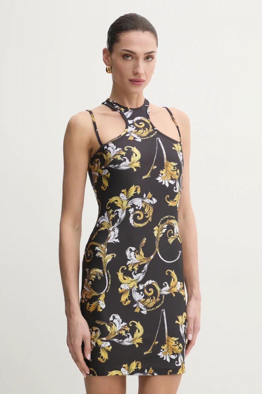 Šaty Versace Jeans Couture čierna farba, mini, priliehavá, 78HAO914 JS470