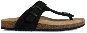 Nubukové šľapky Geox D BRIONIA dámske, čierna farba, na plochom podpätku, D35LSK 00032 C9999