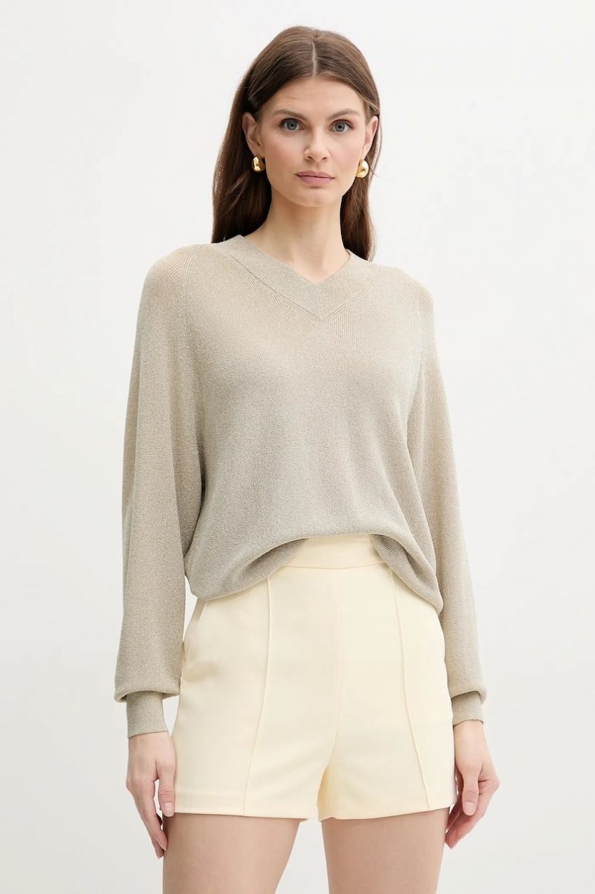 Šortky Elisabetta Franchi dámske, žltá farba, jednofarebné, vysoký pás, SH00851E2