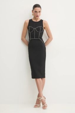 Šaty Elisabetta Franchi čierna farba, midi, priliehavé, AB72451E2