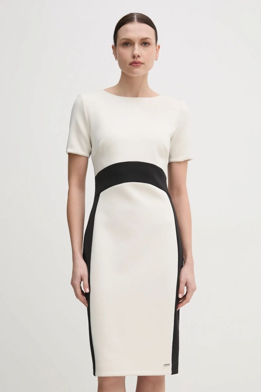 Šaty Calvin Klein béžová farba, mini, priliehavé, K20K208161