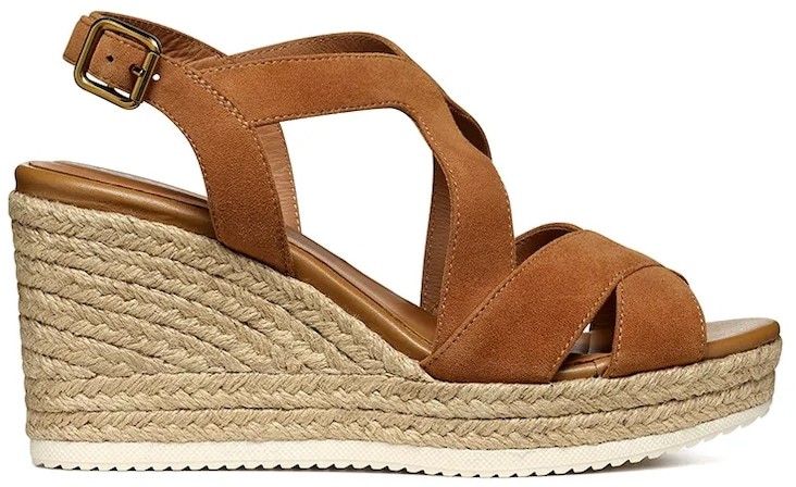 Semišové espadrilky Geox D PONZA hnedá farba, na kline, D35GVC 00021 C6001
