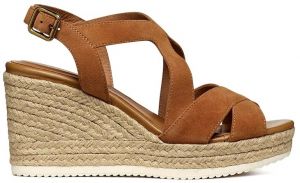 Semišové espadrilky Geox D PONZA hnedá farba, na kline, D35GVC 00021 C6001