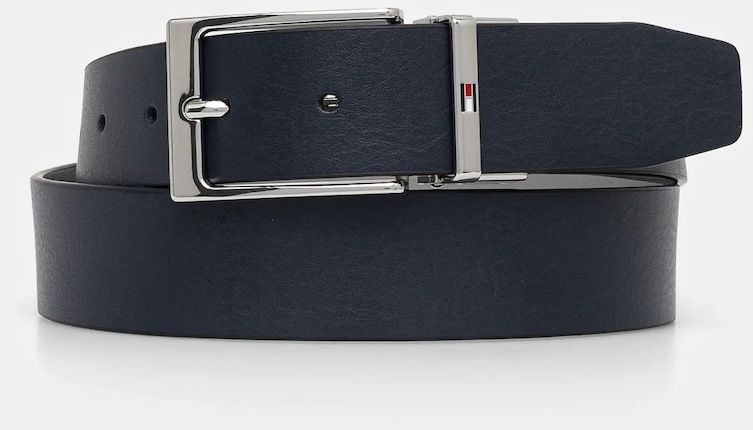 Kožený opasok Tommy Hilfiger pánsky, tmavomodrá farba, AM0AM13178