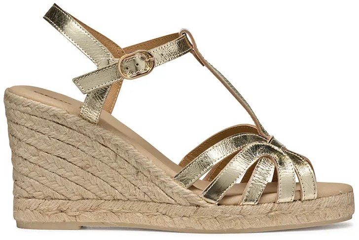 Kožené espadrilky Geox D GELSA zlatá farba, na kline, D55TPA 000CF C2012