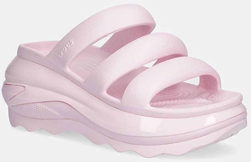 Šľapky Crocs Mega Crush Tripe Strap dámske, ružová farba, na platforme, 209842.6ZW
