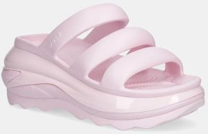 Šľapky Crocs Mega Crush Tripe Strap dámske, ružová farba, na platforme, 209842.6ZW