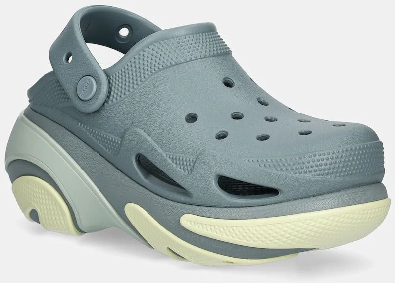 Šľapky Crocs Bubble Crush Clog dámske, zelená farba, na platforme, 210061.3YO