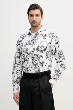 Bavlnená košeľa Versace Jeans Couture pánska, biela farba, regular, s klasickým golierom, 78GAL2S0 NS630