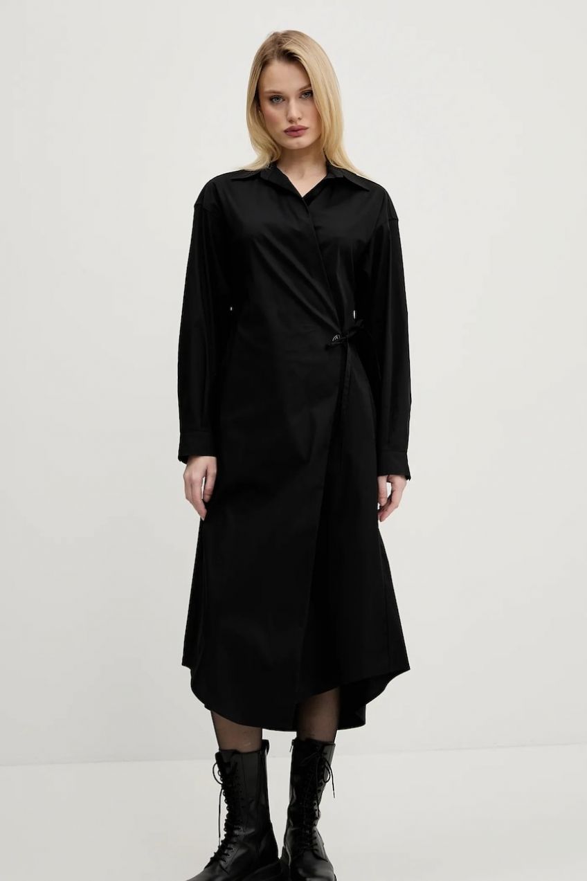 Šaty Diesel D-ELPHI-LONG DRESS čierna farba, midi, rovný strih, A16843.0IMAL