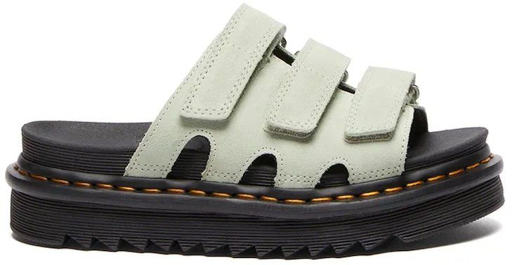 Semišové šľapky Dr. Martens Raine dámske, zelená farba, na platforme, DM40521300