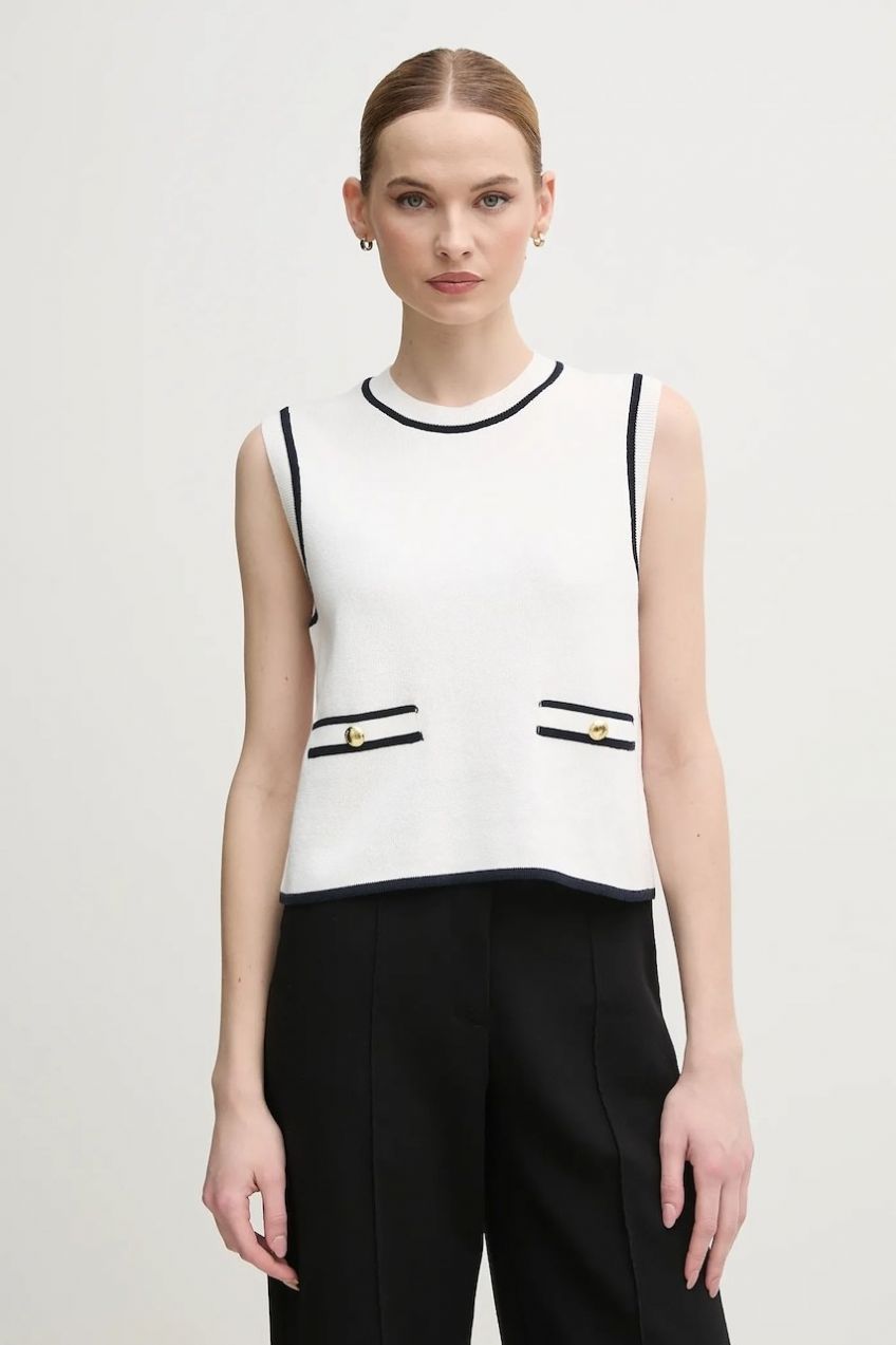 Bavlnená vesta Barbour Amy dámska, biela farba, LKN1619WH71