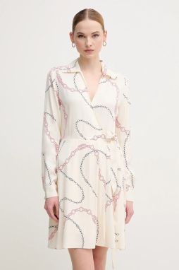 Šaty Tommy Hilfiger béžová farba, mini, áčkový strih, WW0WW44664