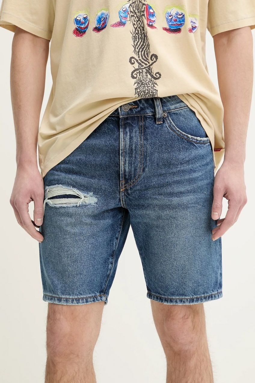 Rifľové krátke nohavice Diesel D-FIN SHORTS pánske, A14621.0GRDY