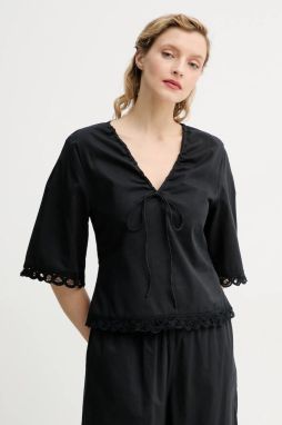 Bavlnená blúzka By Malene Birger ULRIKKE dámska, čierna farba, jednofarebná, 103050