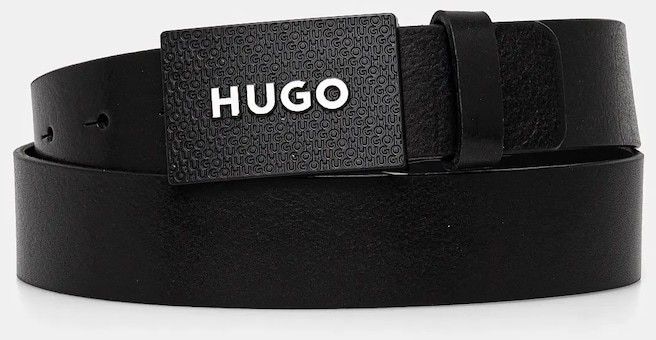 Kožený opasok HUGO pánsky, čierna farba, 50536879