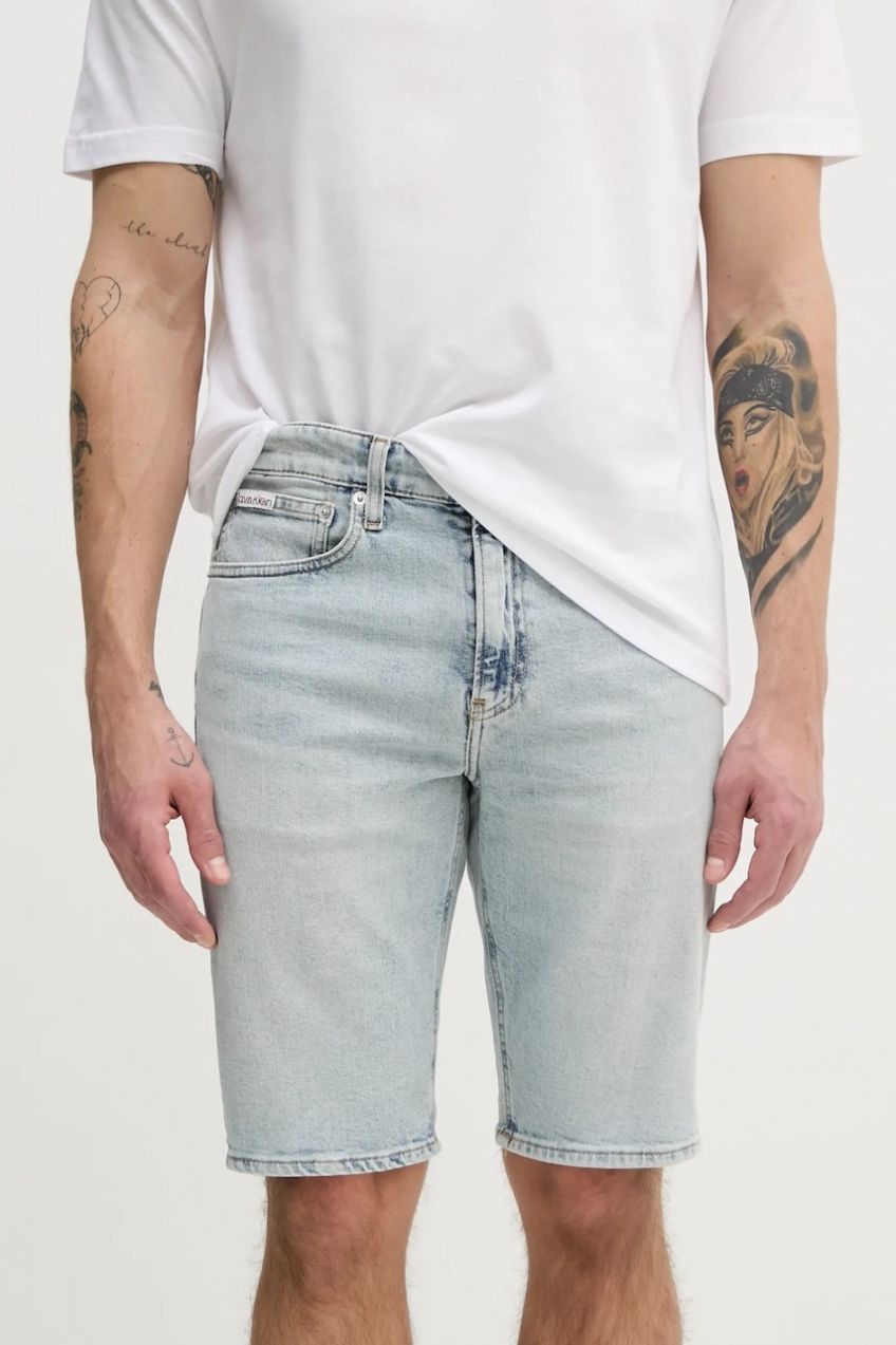 Rifľové krátke nohavice Calvin Klein Jeans pánske, J30J327185