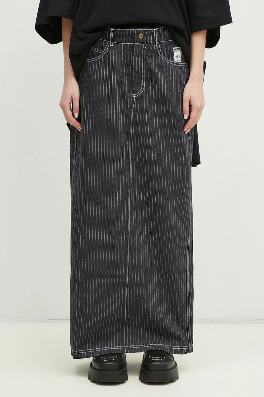 Bavlnená sukňa adidas Originals Aop Maxi Skirt šedá farba, maxi, rovný strih, JJ3142