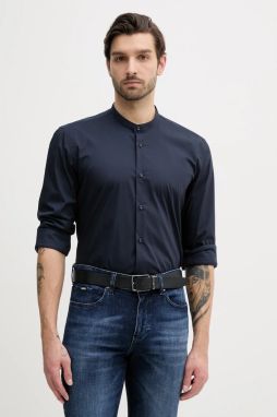 Košeľa BOSS pánska, tmavomodrá farba, slim, so stojačikom, 50532882