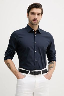 Košeľa BOSS pánska, tmavomodrá farba, slim, s klasickým golierom, 50538949