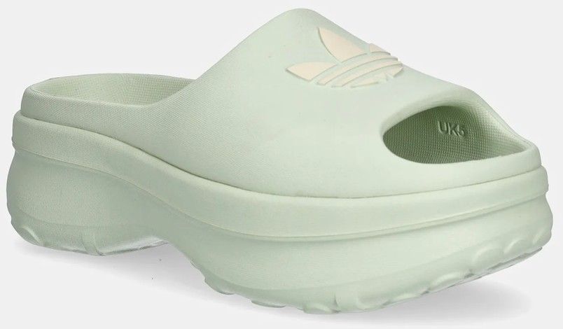 Šľapky adidas Originals Adifom Stan Slide W dámske, zelená farba, na platforme, JH7467