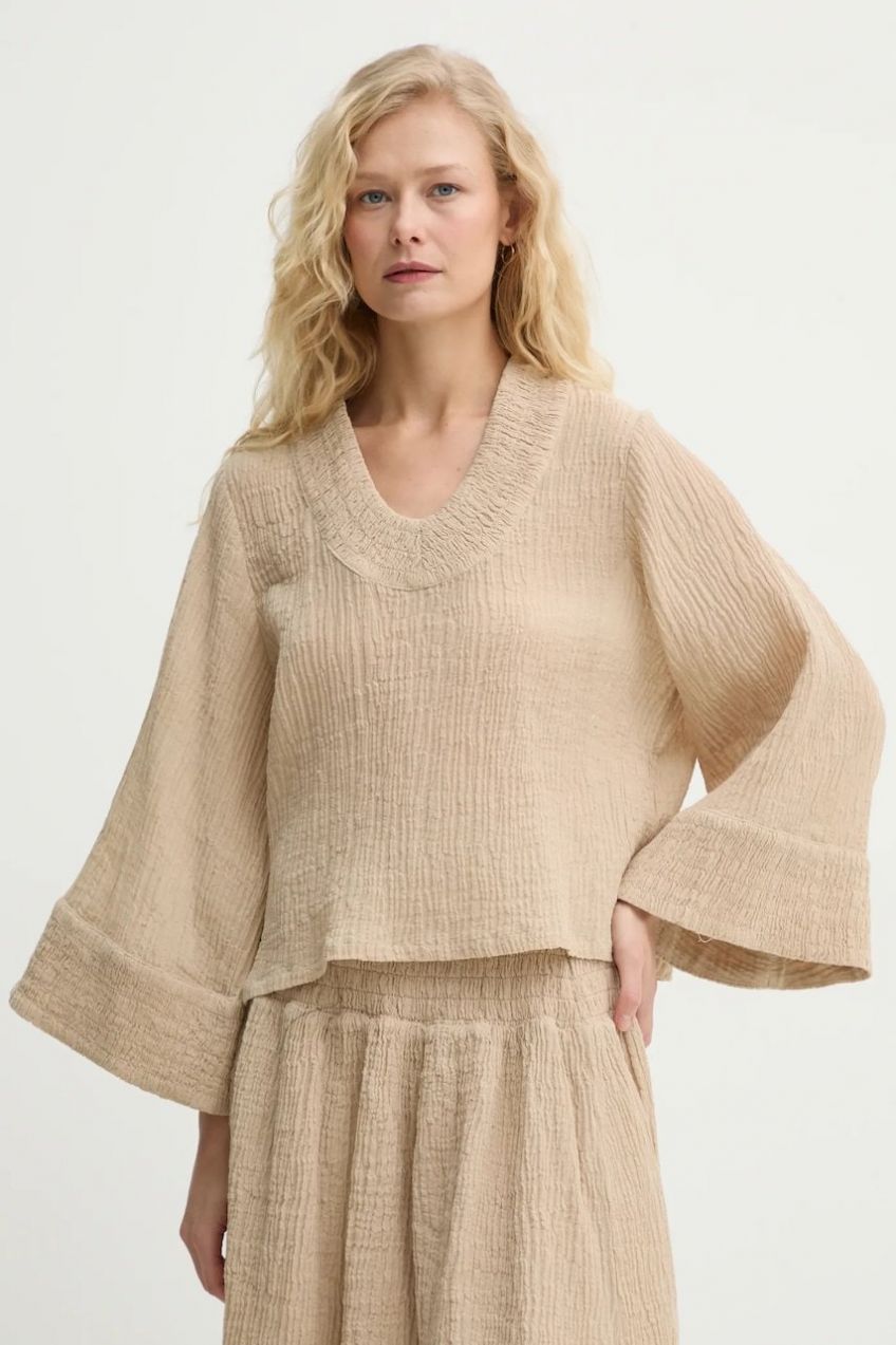 Blúzka By Malene Birger MOON dámska, béžová farba, jednofarebná, 103388