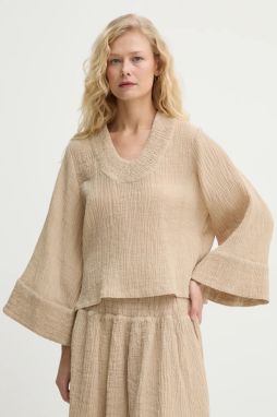 Blúzka By Malene Birger MOON dámska, béžová farba, jednofarebná, 103388